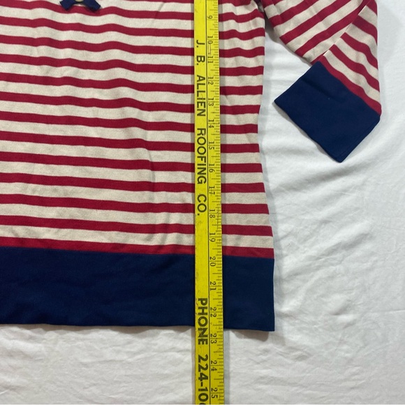 August Silk Striped Blouse Top women Large long sleeve red white blue scoop neck - Picture 4 of 6